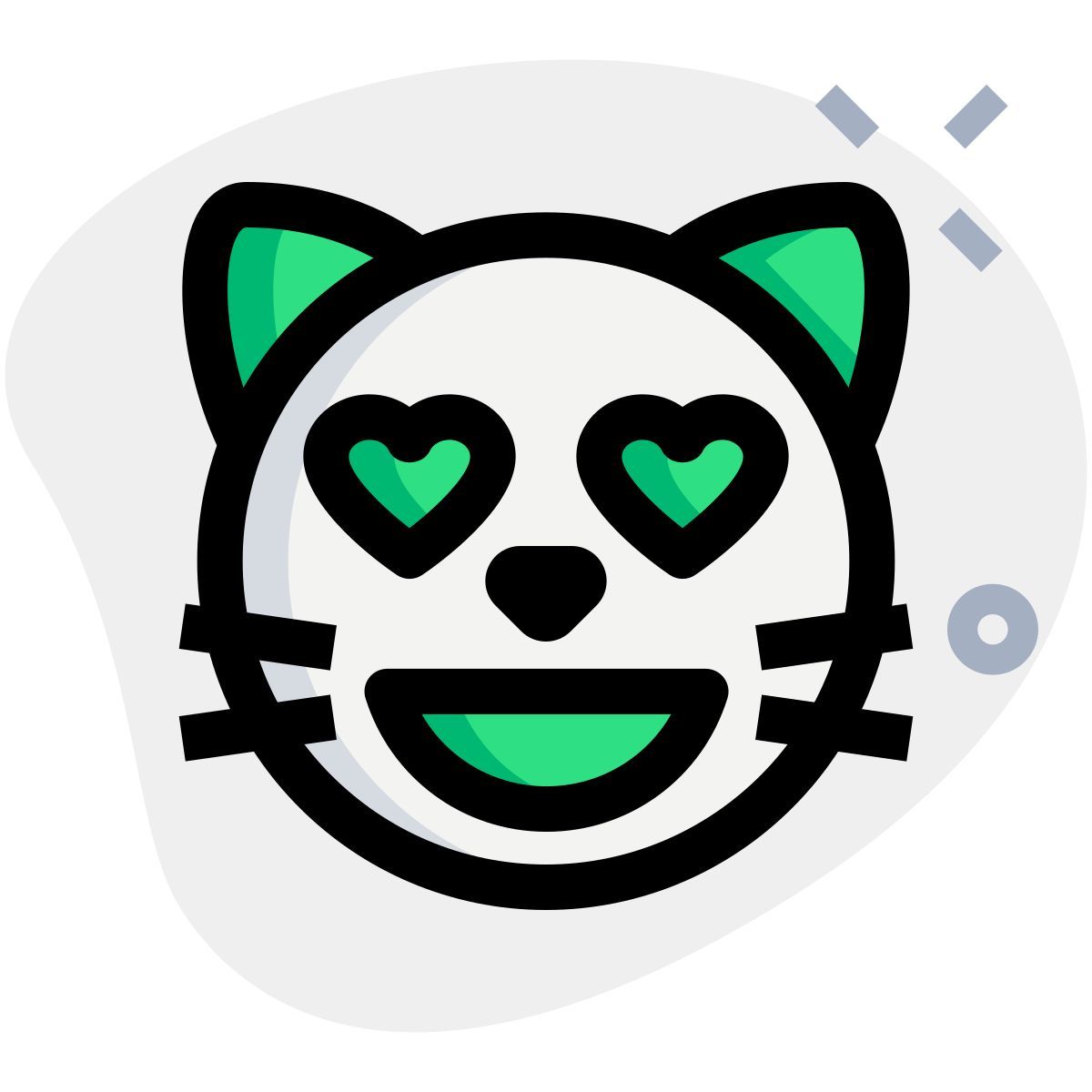 liebenswertes herzaugen emoji, lächelndes katzengesicht icon