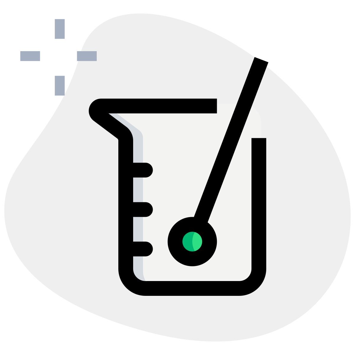 tasse à mesure externe avec outil d'agitation isolé sur fond blanc laboratoires vert tal revivo icon