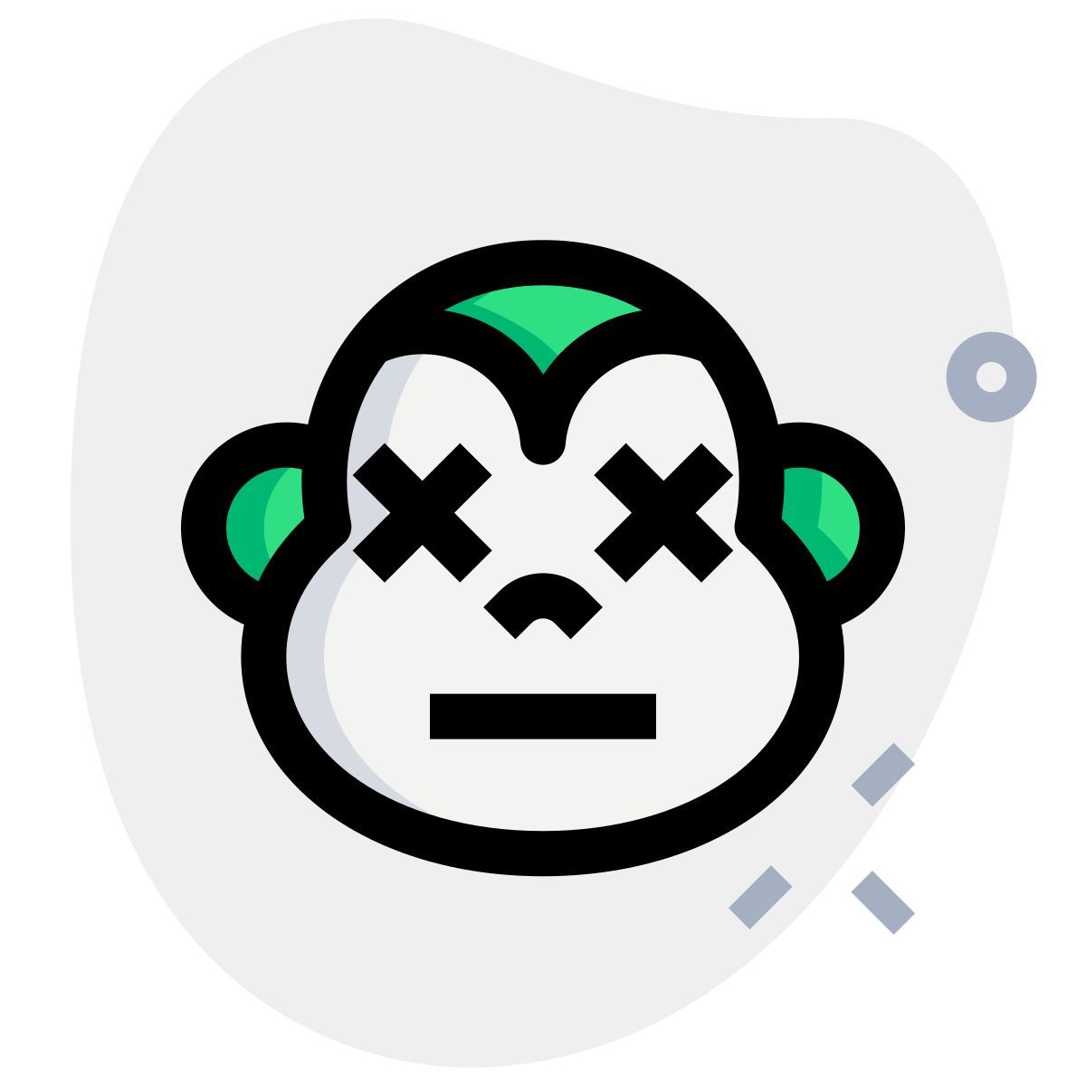 monkey in neutral stage with eyes closed icon