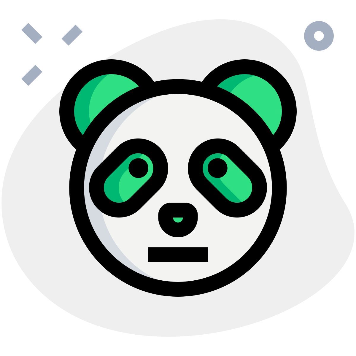 neutral panda face emoji with flat mouth expression icon