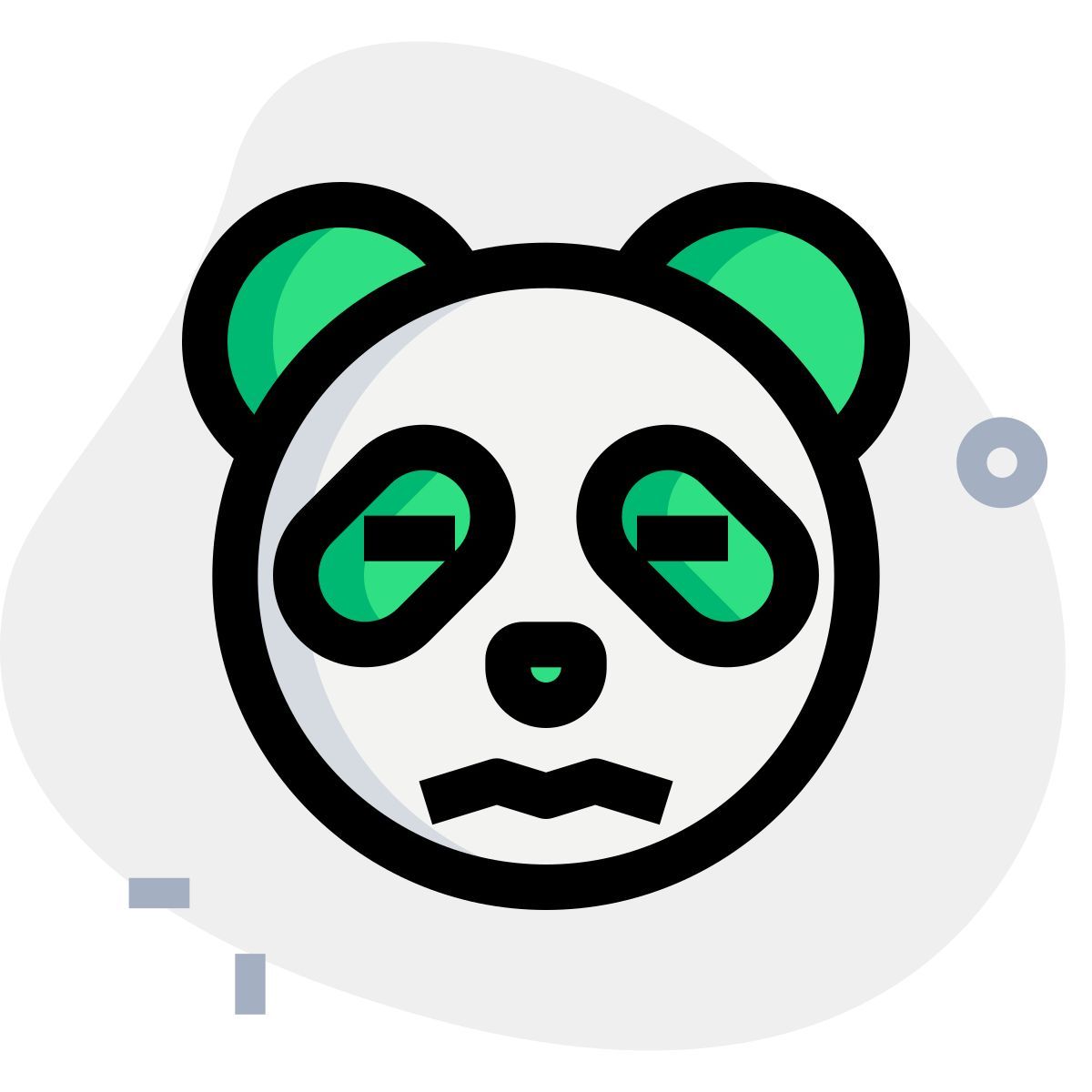 panda confounded pictorial representation with eyes closed emoticon icon