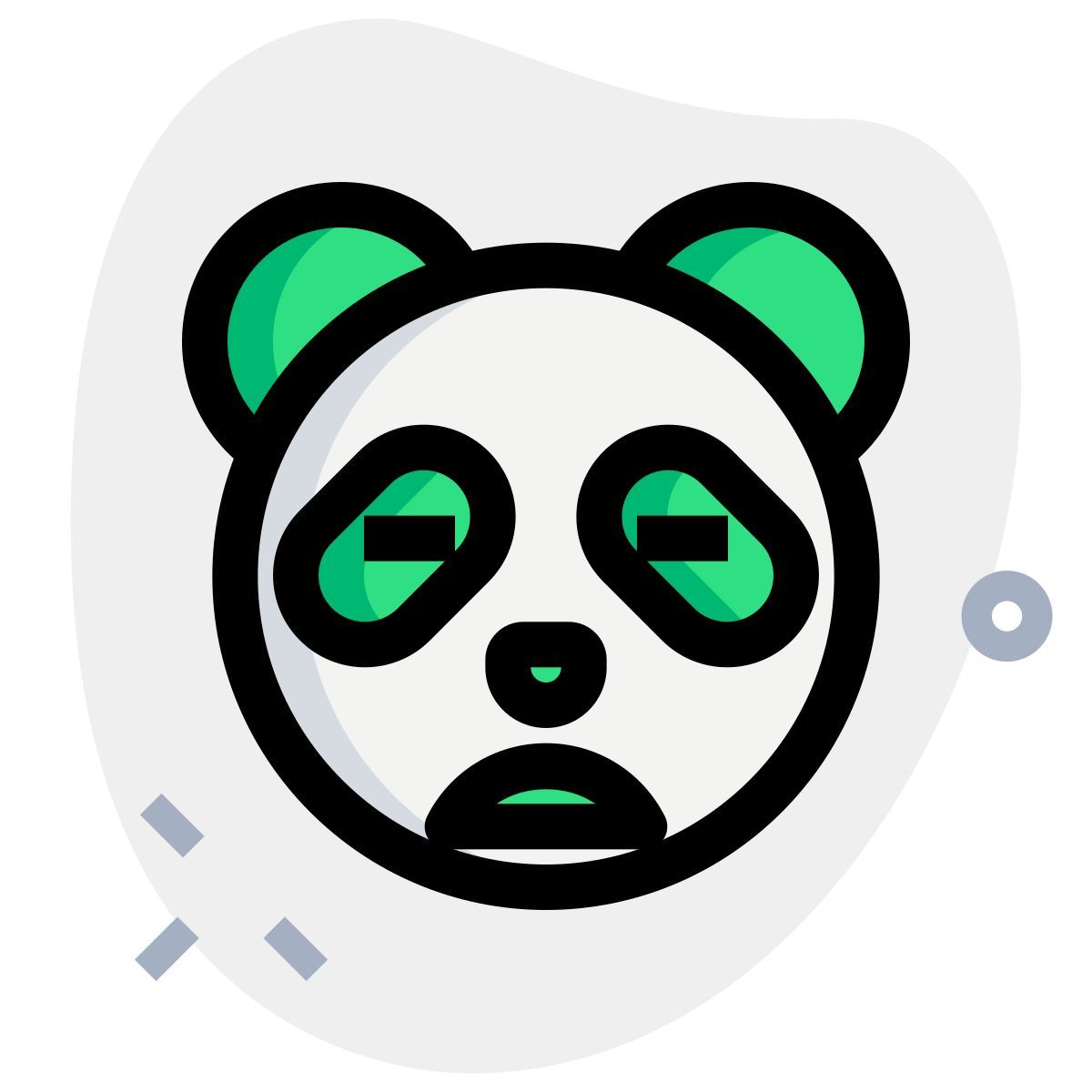 panda emoji frowning pictorial representation with eyes closed icon