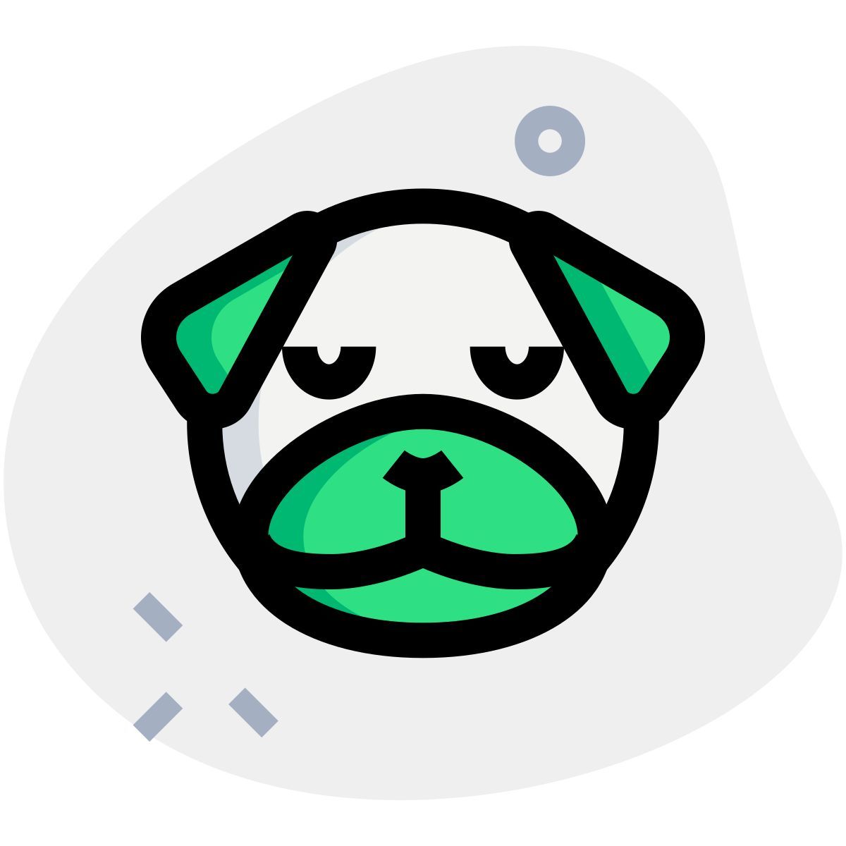 pensive pug dog expression emoticon in isolated place icon