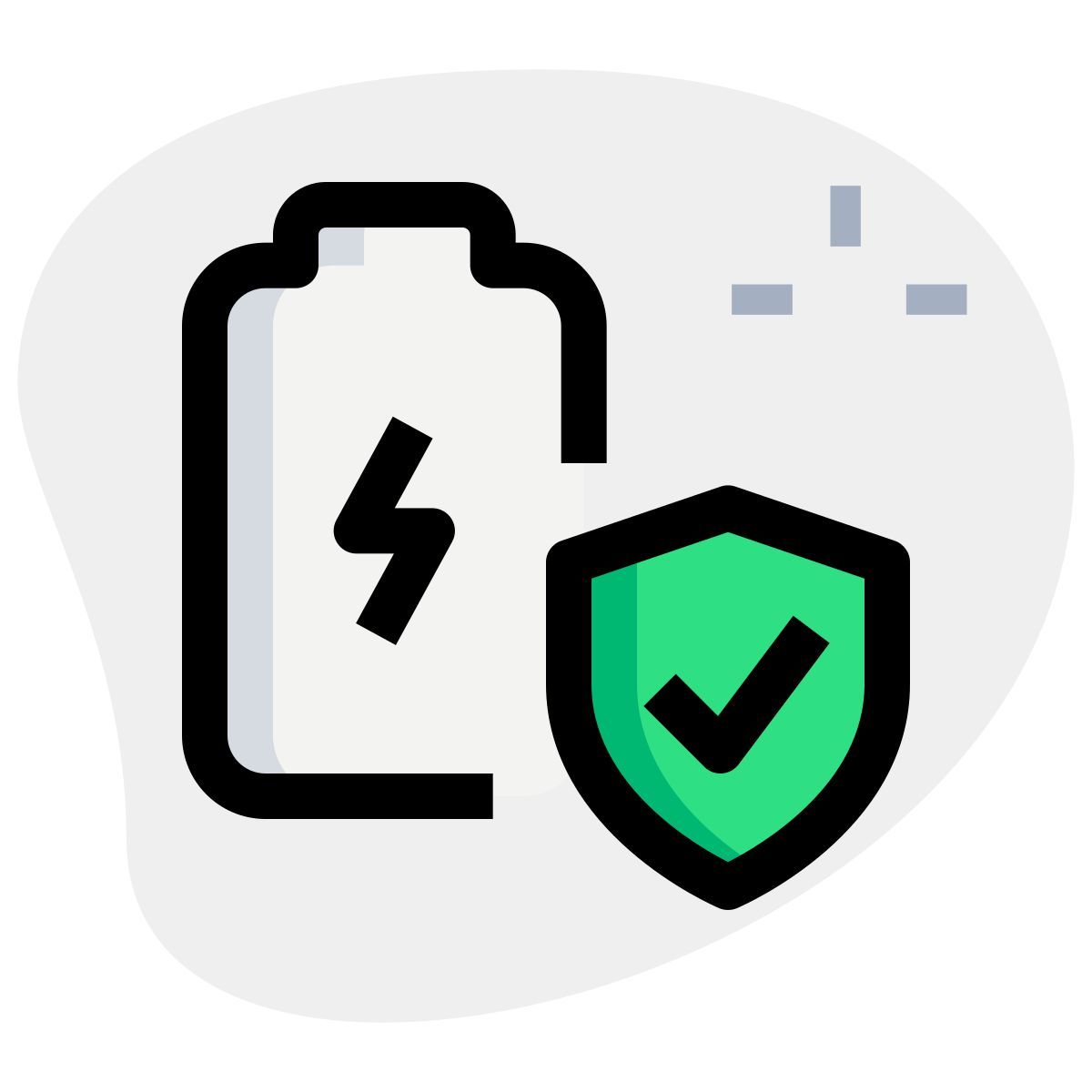 icono phone battery with safeguard circuit protection badge