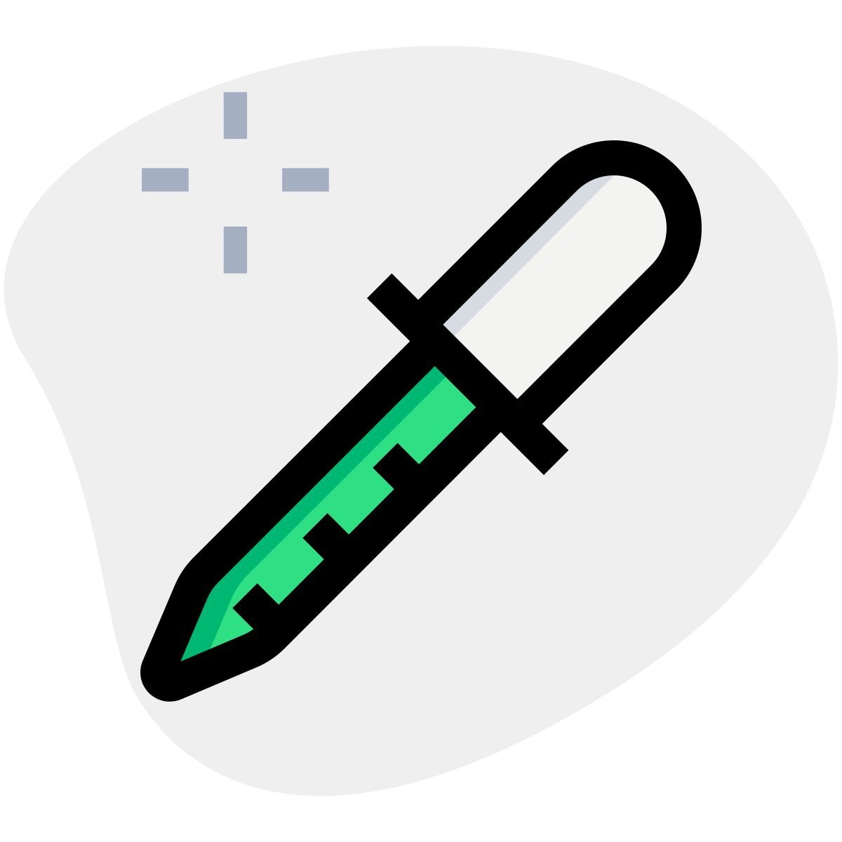 pipette externe avec échelle de mesure isolée sur fond blanc laboratoires vert tal revivo icon