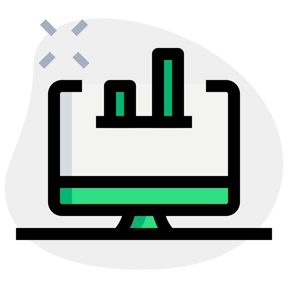 bar graph on computer icon