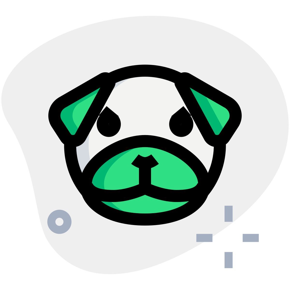 pug dog pouting facial expression emoticon shared on messenger icon