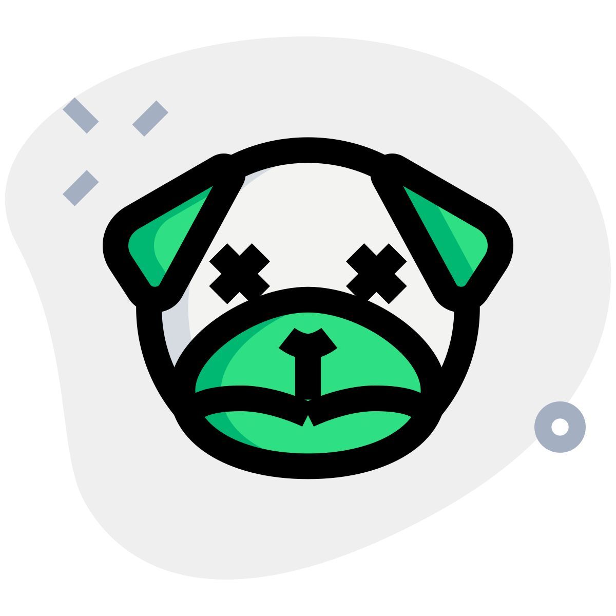 relaxed and neutral pug dog facial expression emoticori icon
