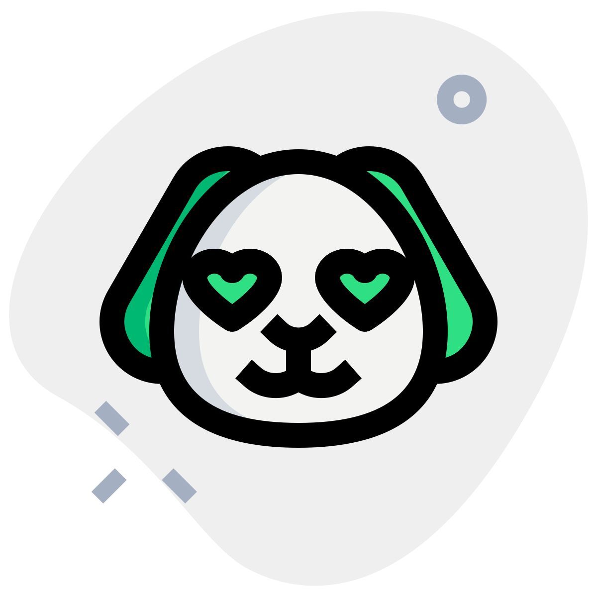 romantic happy puppy with heart eyes in love emoji icon