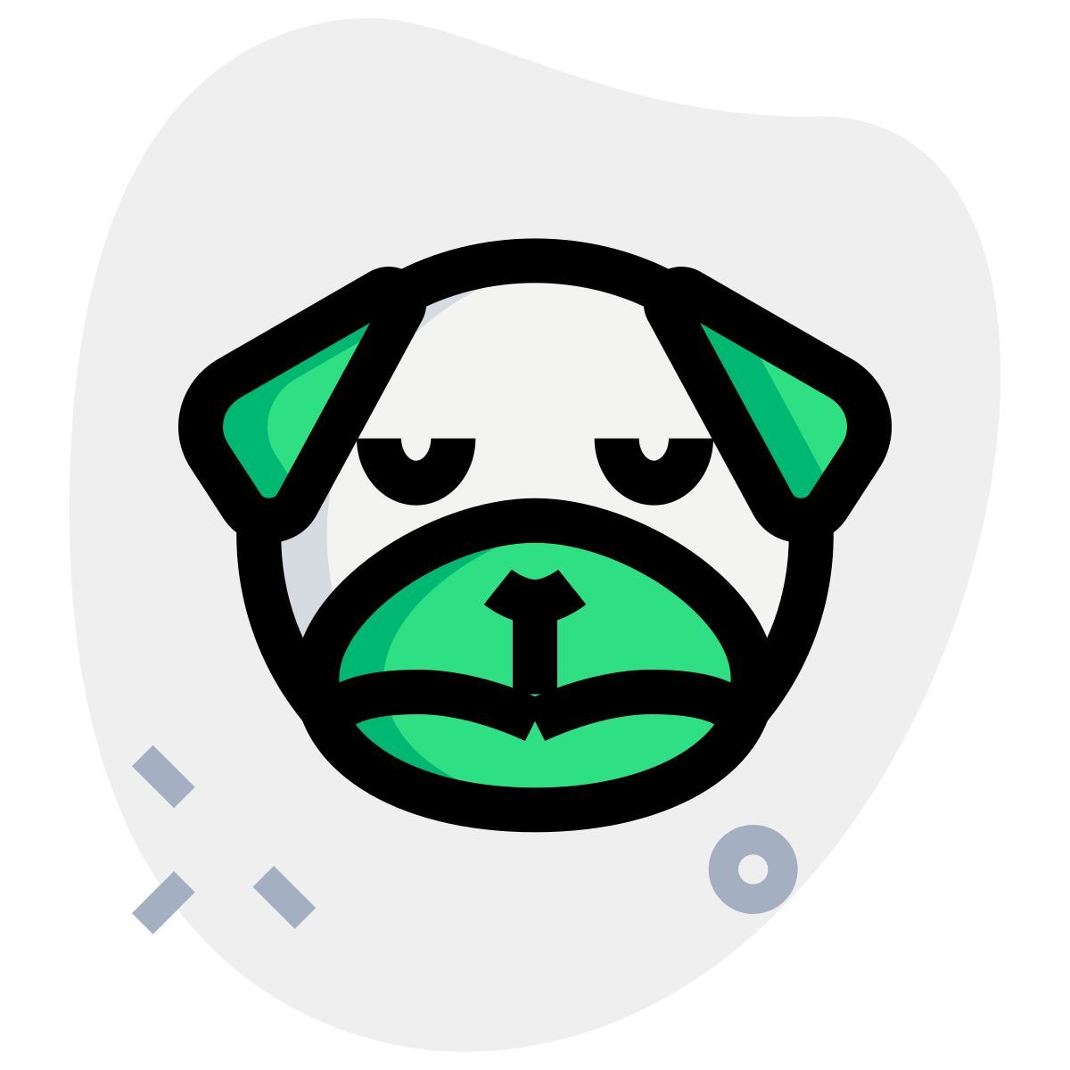 sad face pug dog with eyes closed emoji icon