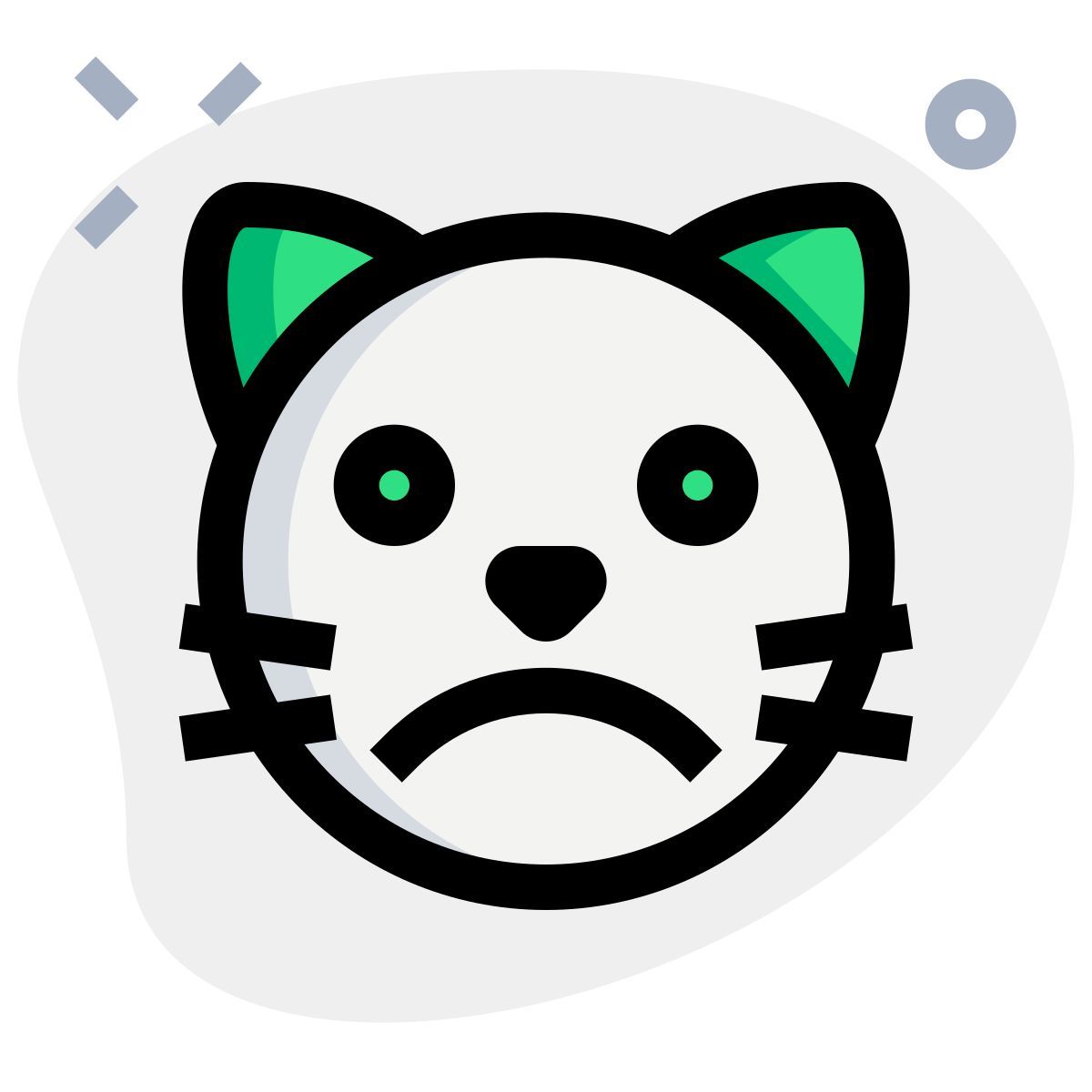 icono sad pained cat face pictorial representation chat emoticon