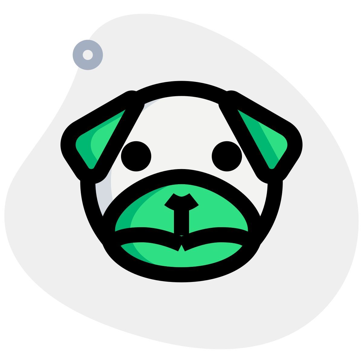 sad pug dog frowning pictorial representation chat emoticon icon