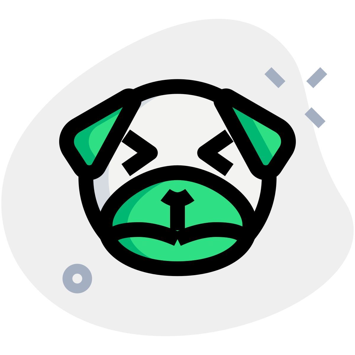 sad pug dog squint eyes emoticon facial expression icon