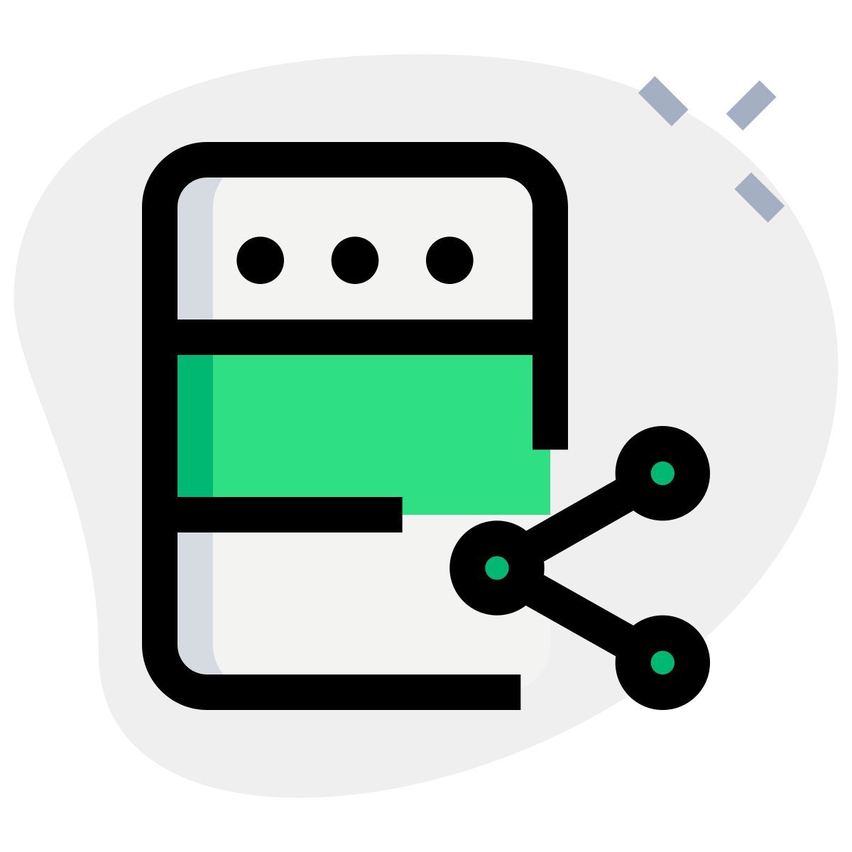 서버의 외부 공유 파일 컴퓨터 격리 흰색 배경 데이터베이스 녹색 tal revivo icon