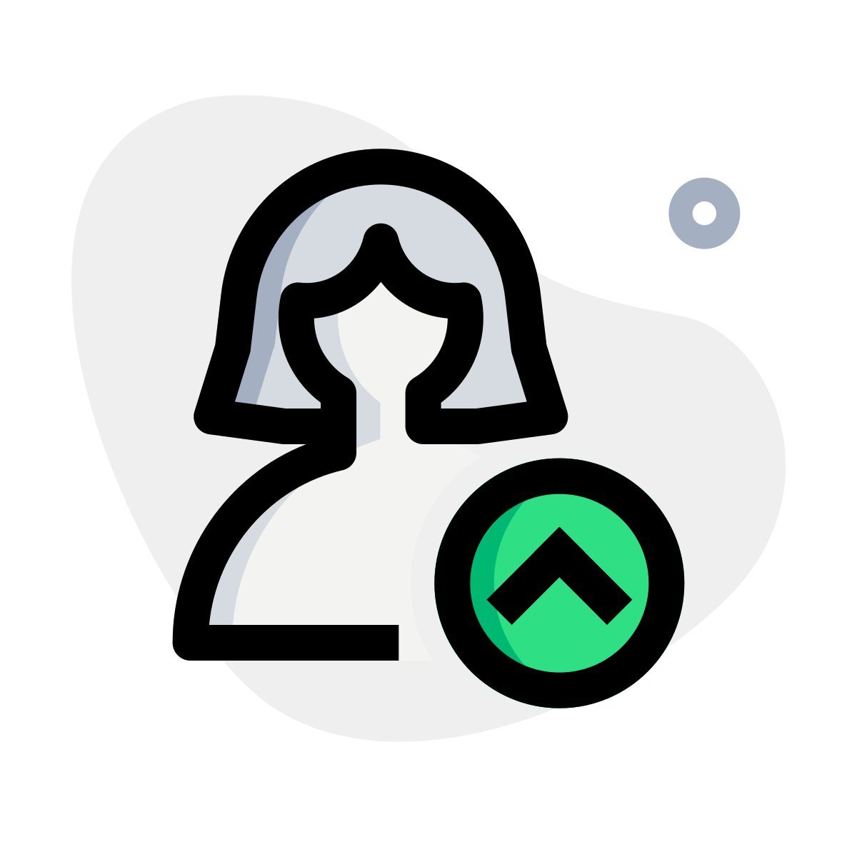 single user with up direction arrow for straight navigation icon