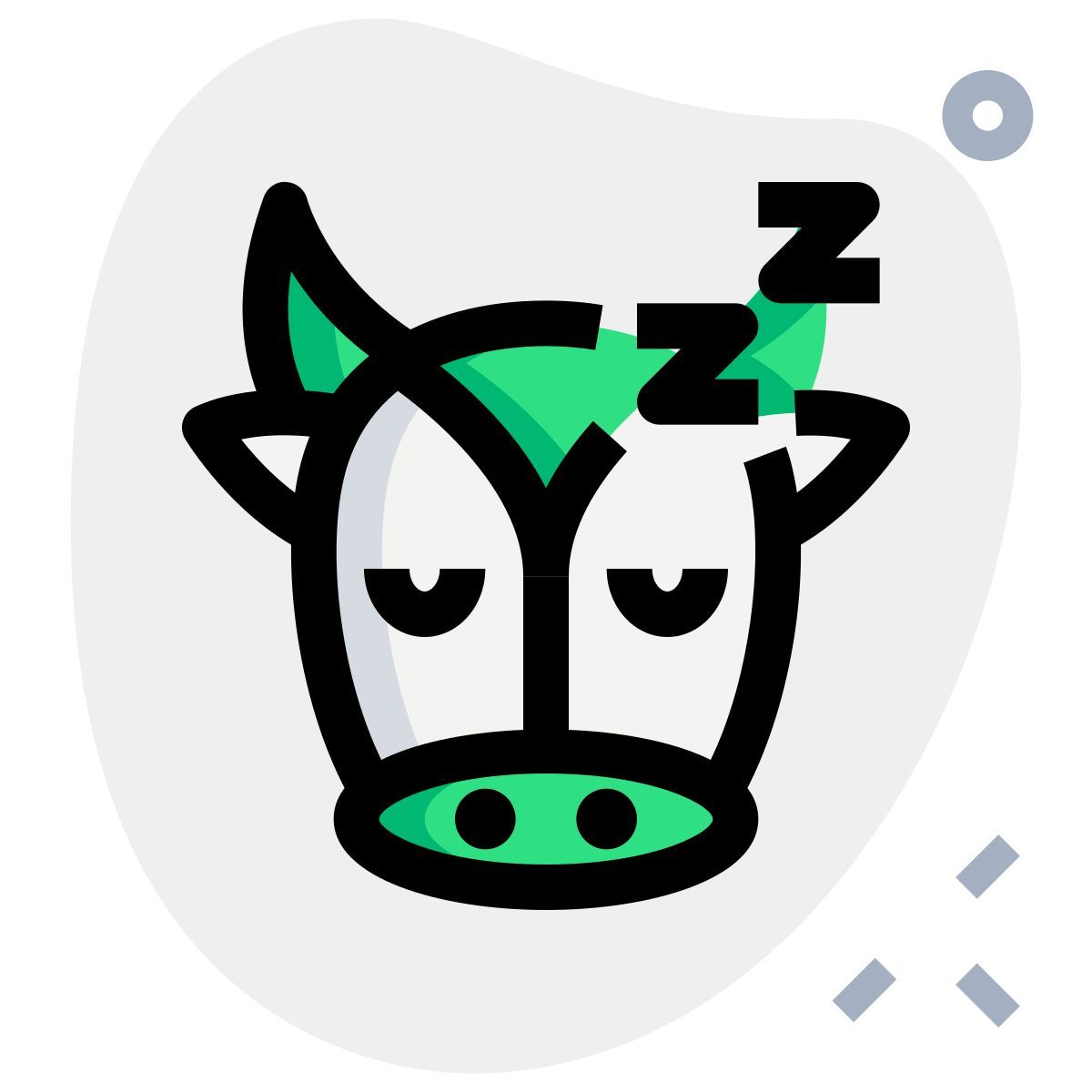 sleeping cow with long horns emoticon pictorial representation icon