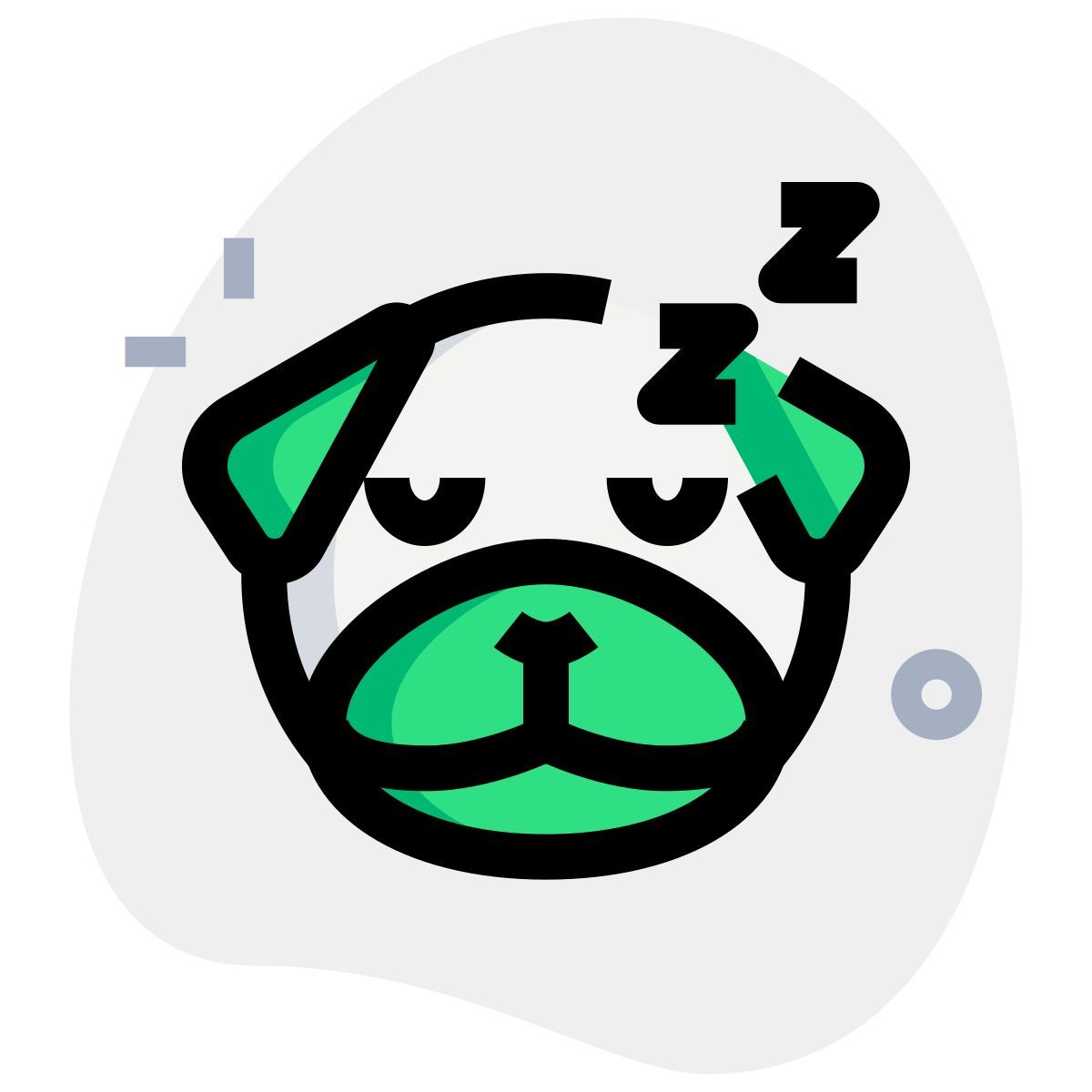 icône sleeping pug dog emoticon pictorial representation shared on messenger