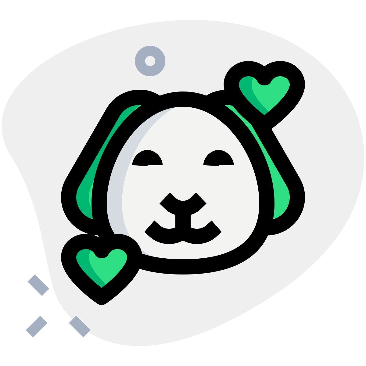 smiling puppy with hearts revolving around face emoticon icon