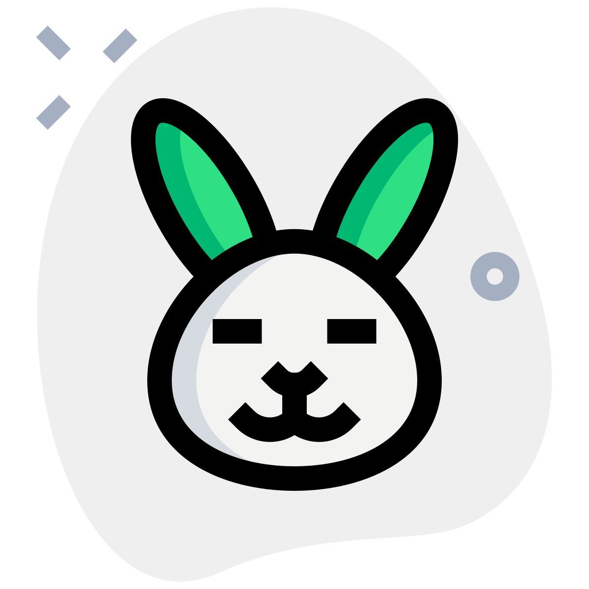 smiling rabbit with eyes closed emoticon shared on social media icon