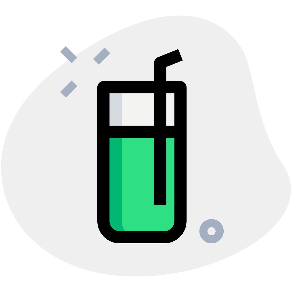 softdrink beverage filled glass with straw logotype icon