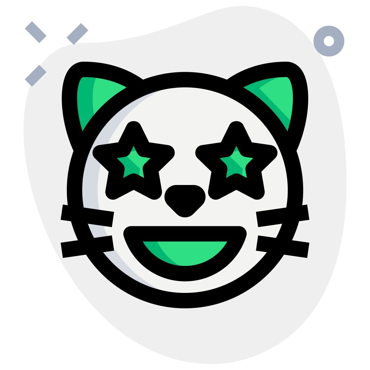 star struck eyes happy cat emoticon shared on internet icon
