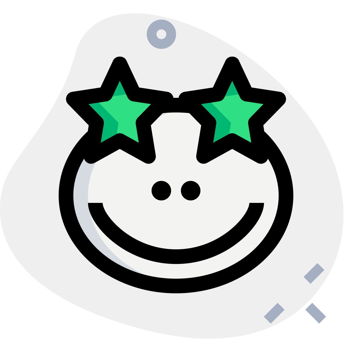 star stuck on eyes of frog emoticon icon