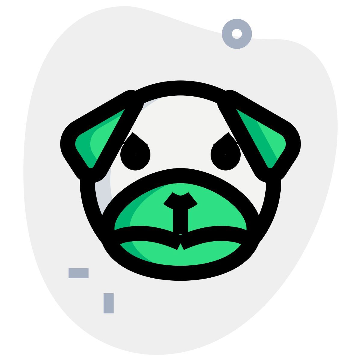 upset pug dog emoji with angry face and raised eyebrows icon