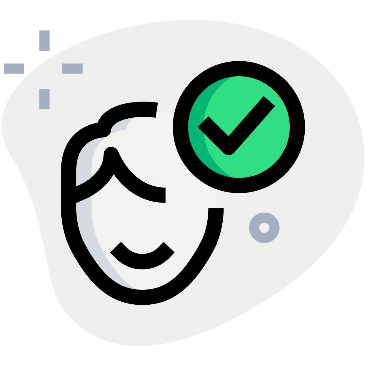 verifizierter gesichtsscan mit häkchen logo layout icon