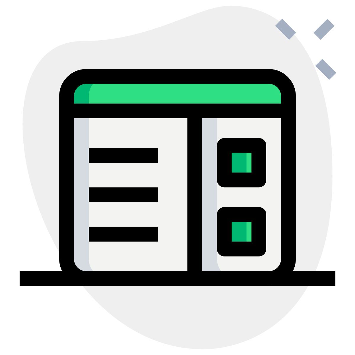 Web con contenido a la izquierda y menú a la izquierda icon