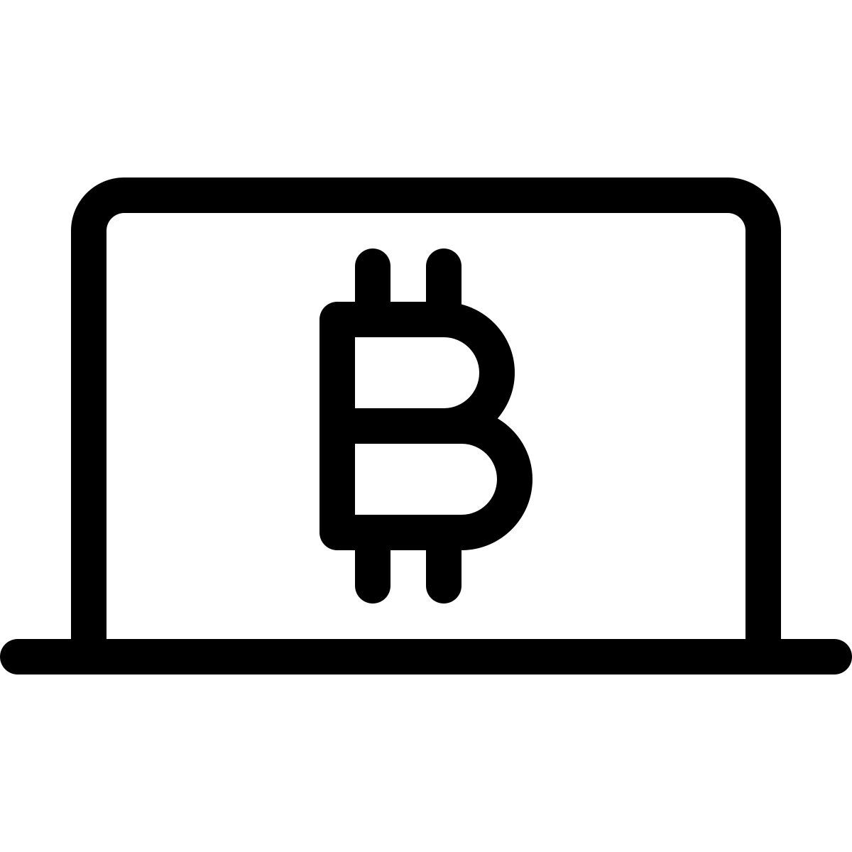 laptop bitcoin mining icon