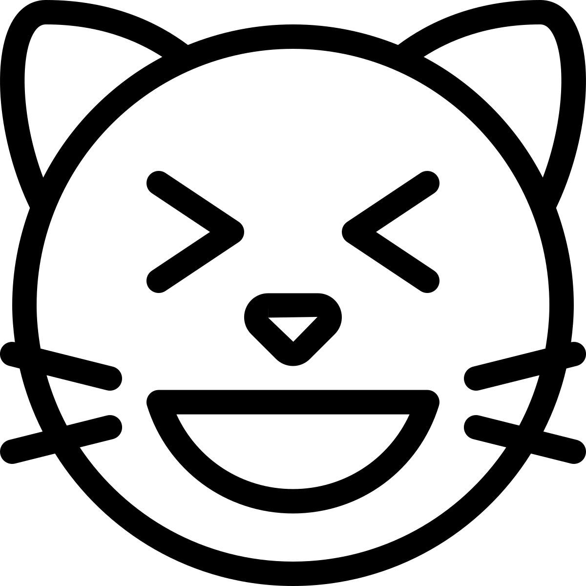 활짝 웃는 눈을 가늘게 뜨는 고양이 이모티콘 icon