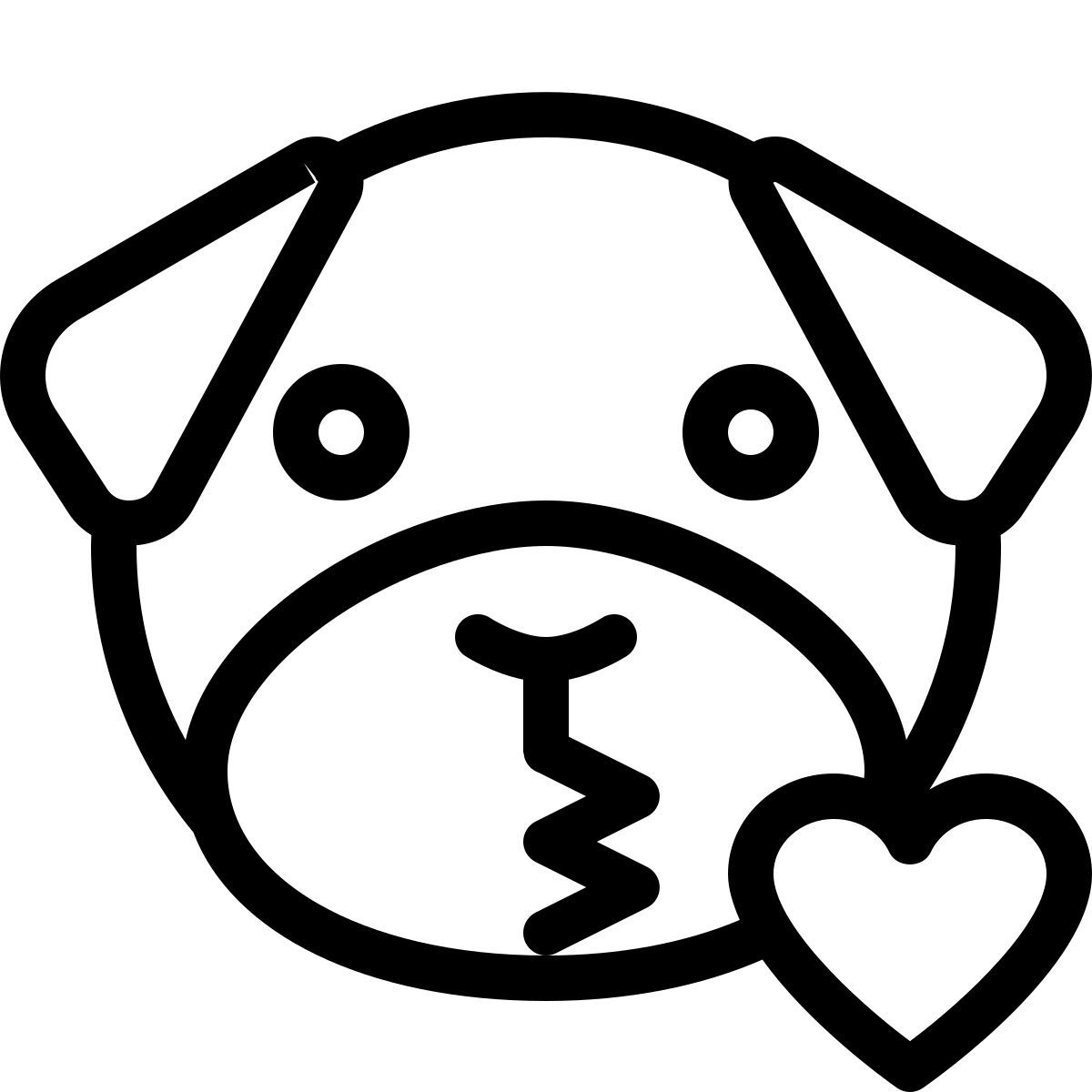 emoji de perro carlino lanzando un beso icon