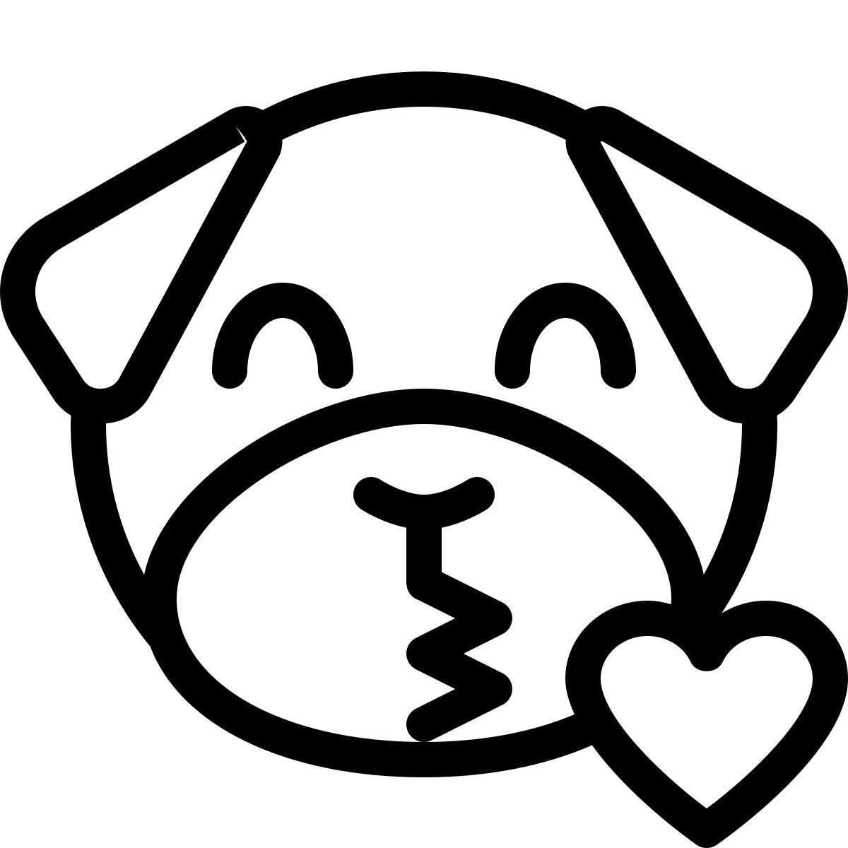 emoji de perro carlino lanzando un beso icon