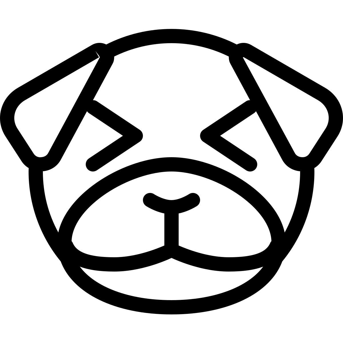 emoji de perro carlino sonriente y entrecerrando los ojos icon