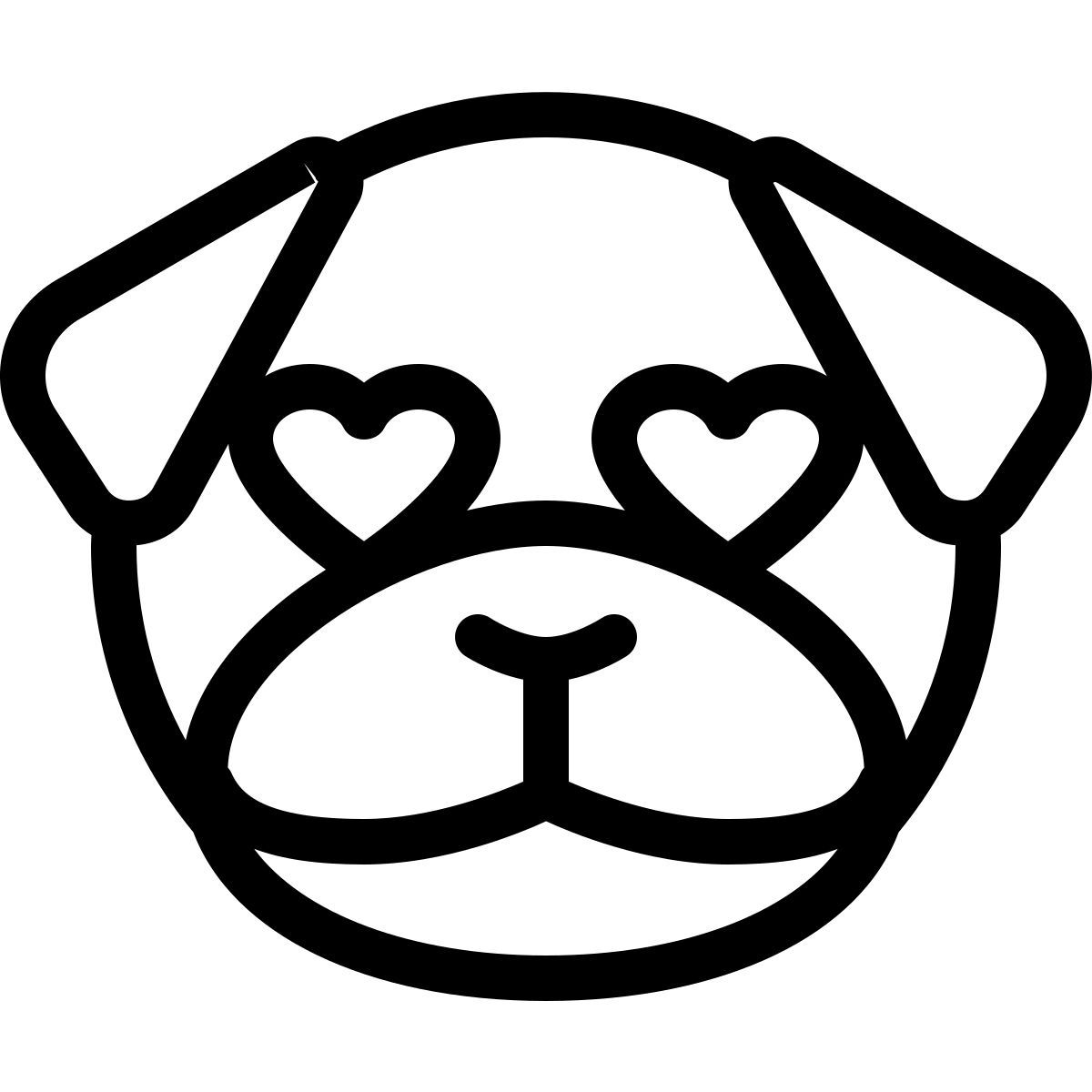 emoji de perro pug con ojos de corazón icon