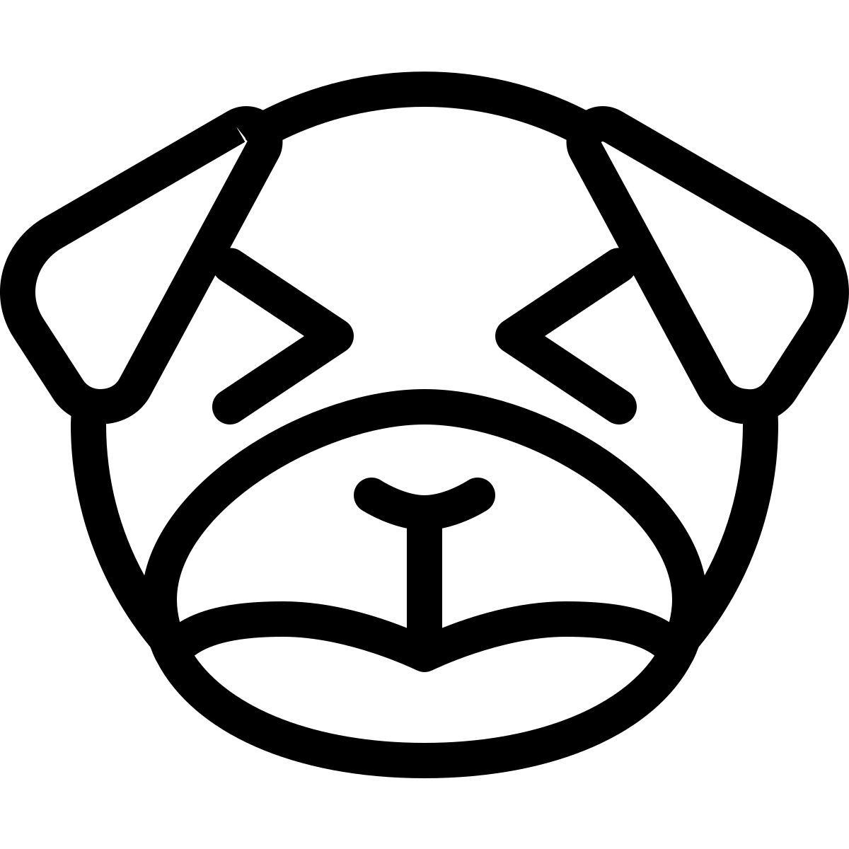 emoji de perro carlino triste y entrecerrando los ojos icon