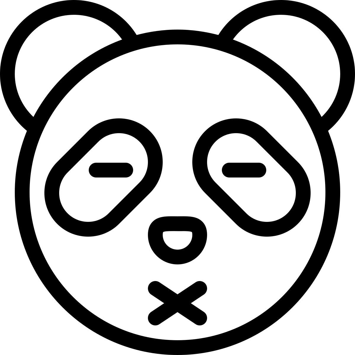 sad crossed mouth panda emoji icon