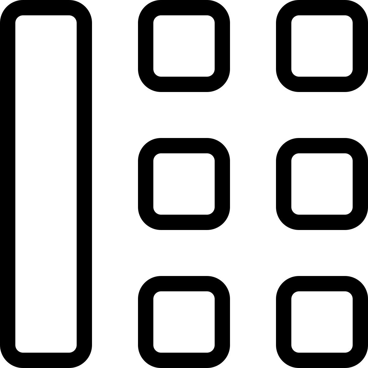 layout quadrado com barra lateral icon