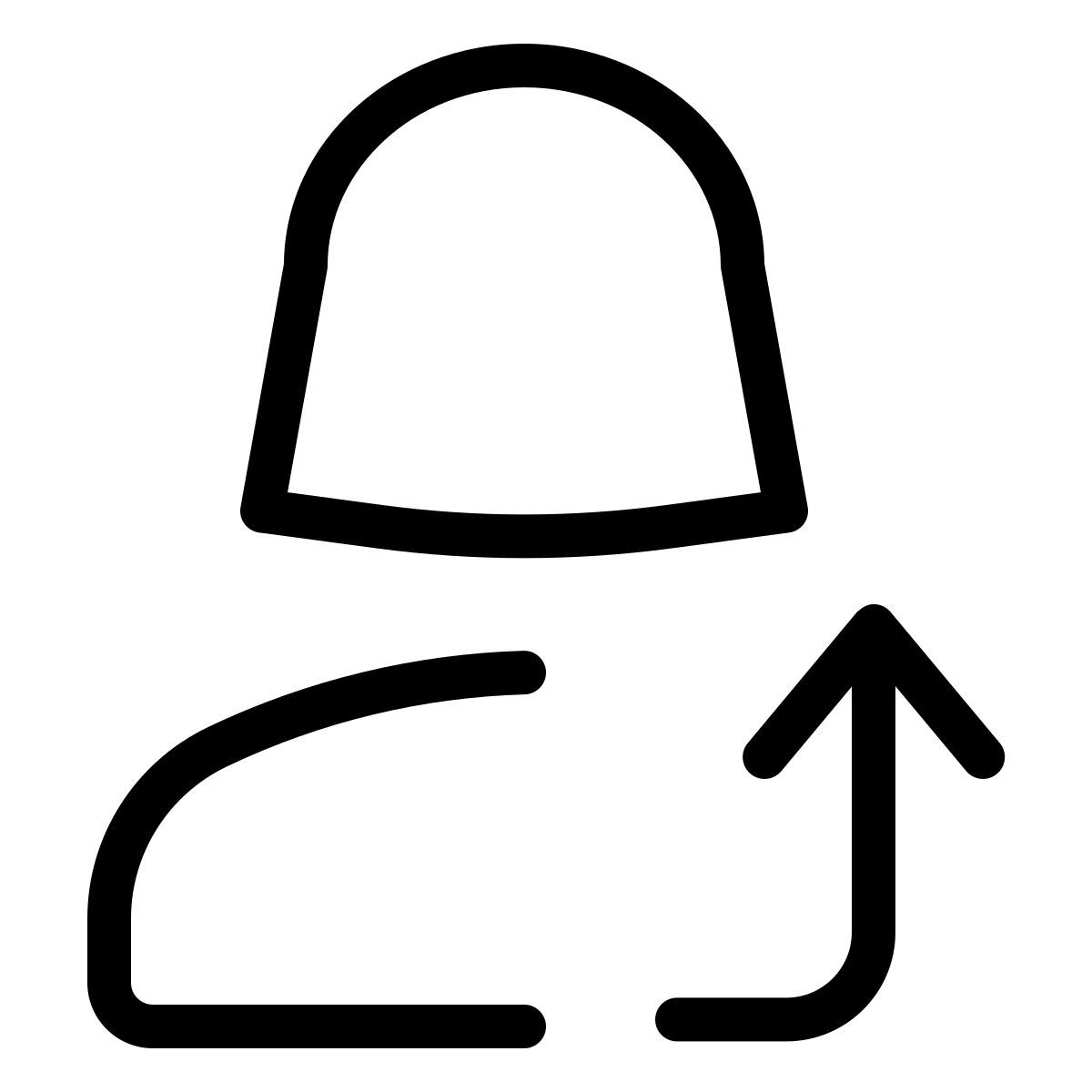 user curved up arrow icon