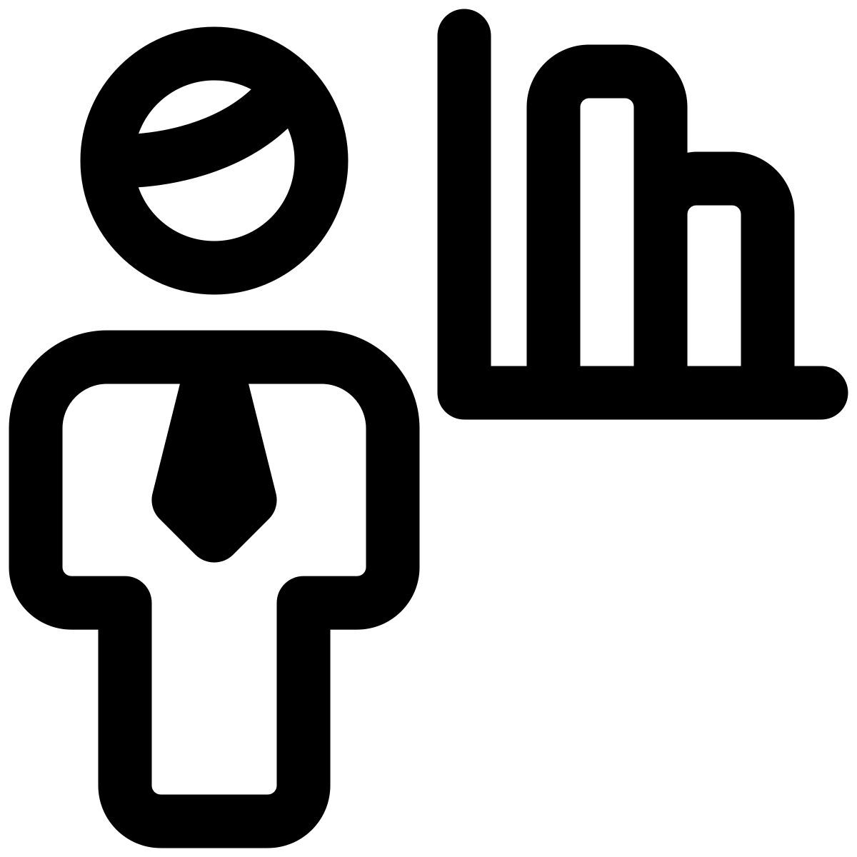 bar graph chart of the businessman sharing the graph icon