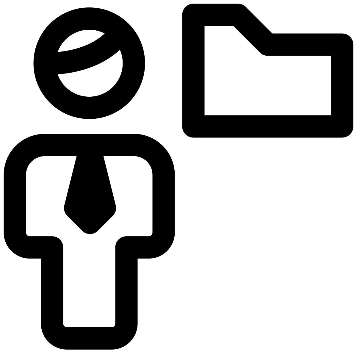 businessman sharing a single folder on an online server icon