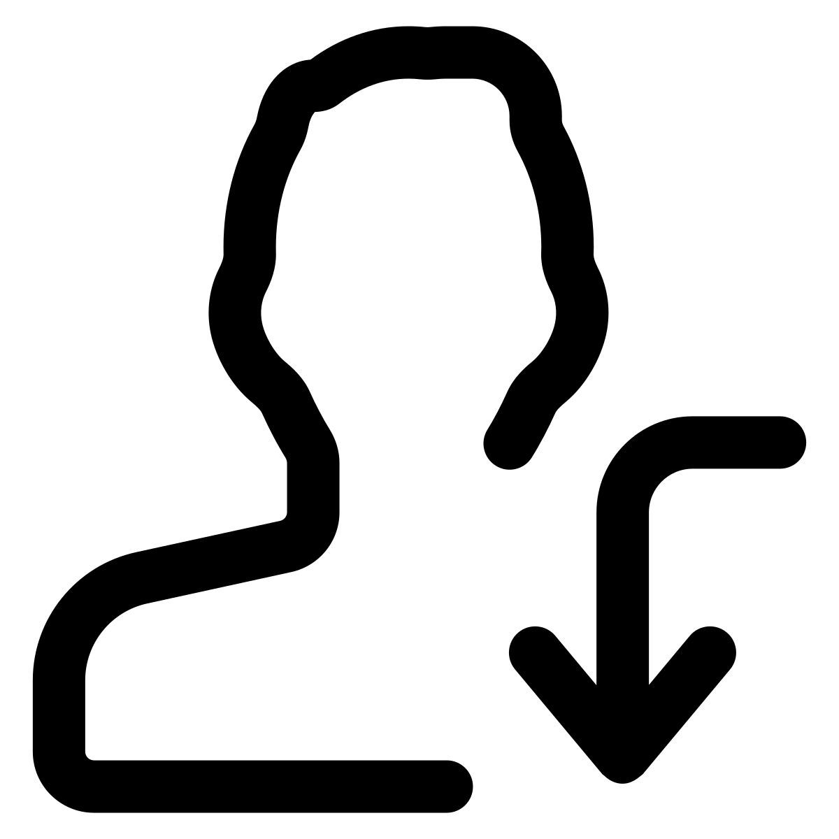 user curved down arrow icon