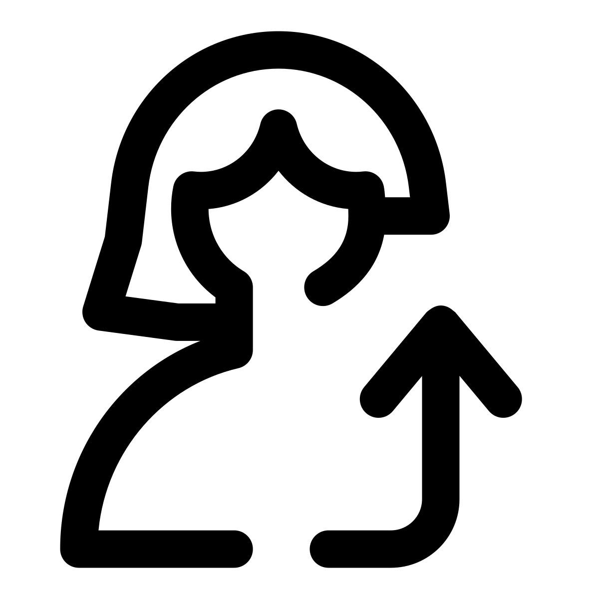 사용자 프로필 데이터 다운로드를 위한 곡선 업로드 화살표 icon