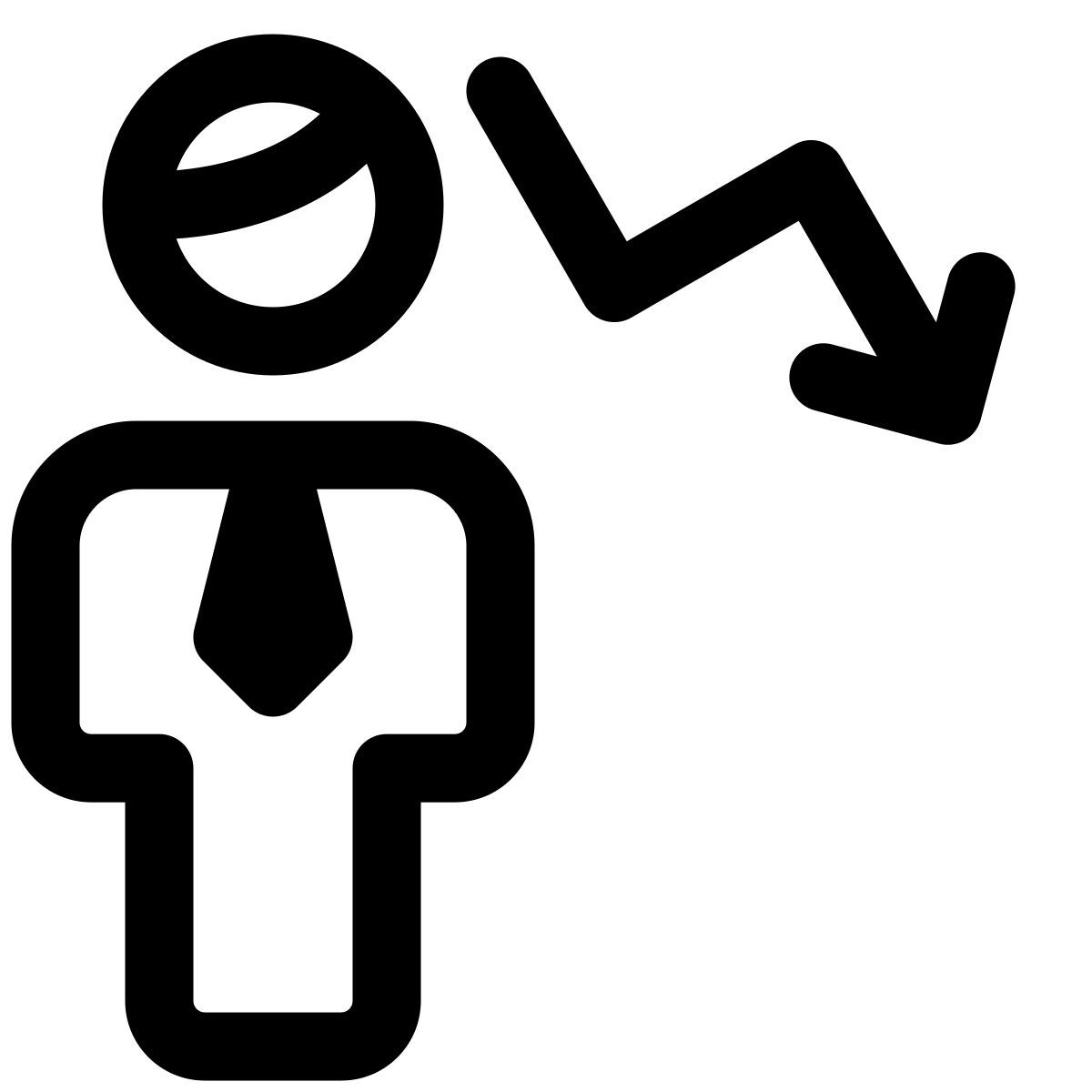 downtrend chart of an businessman from the previous businessman icon