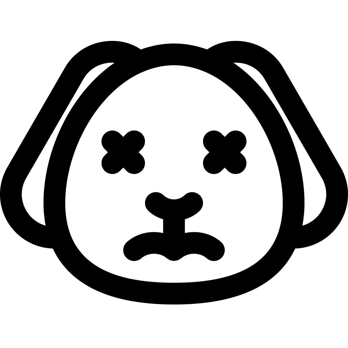 eyes crossed and neutral puppy facial expression emoticon icon