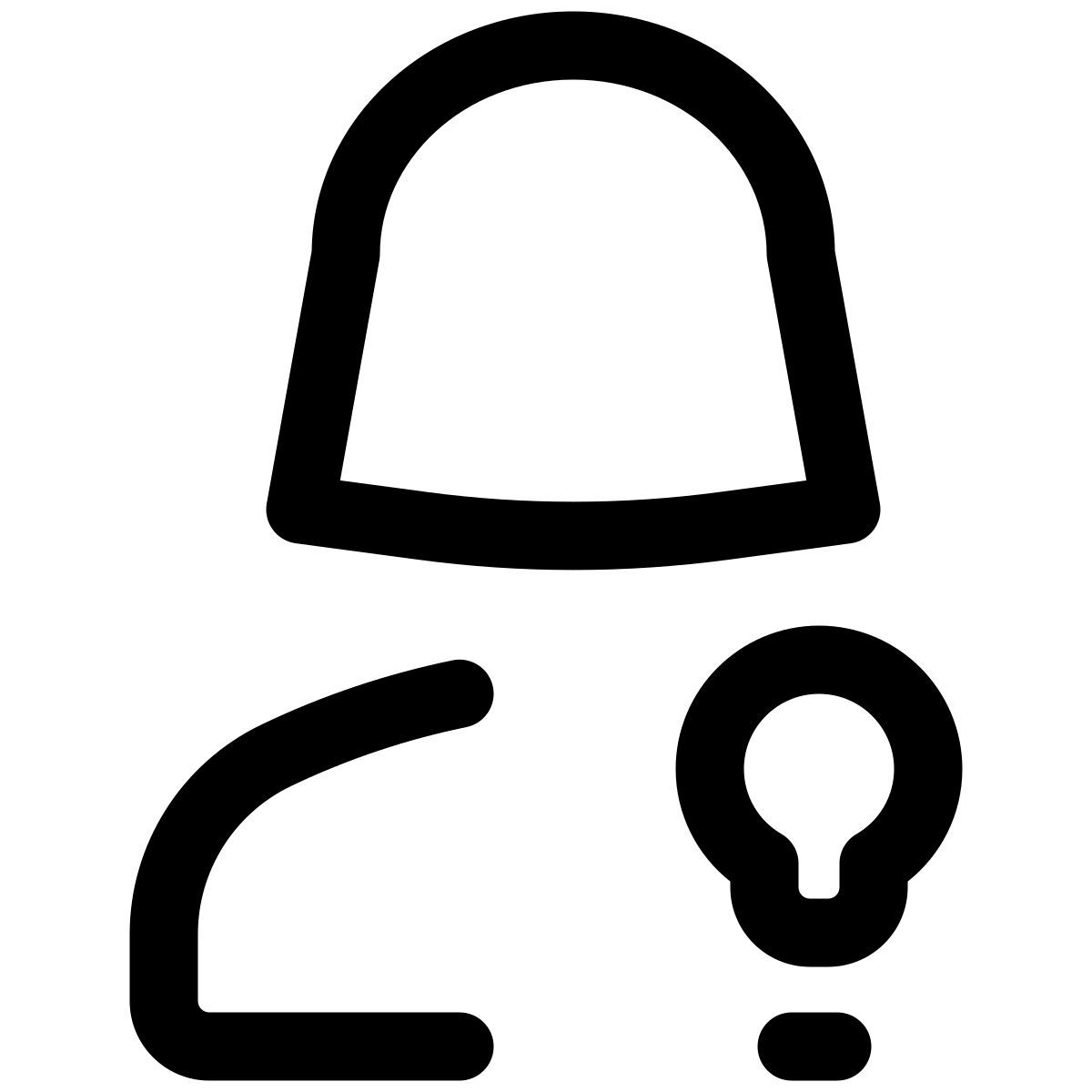 Female user with multiple ideas with lightning bulb logotype icon