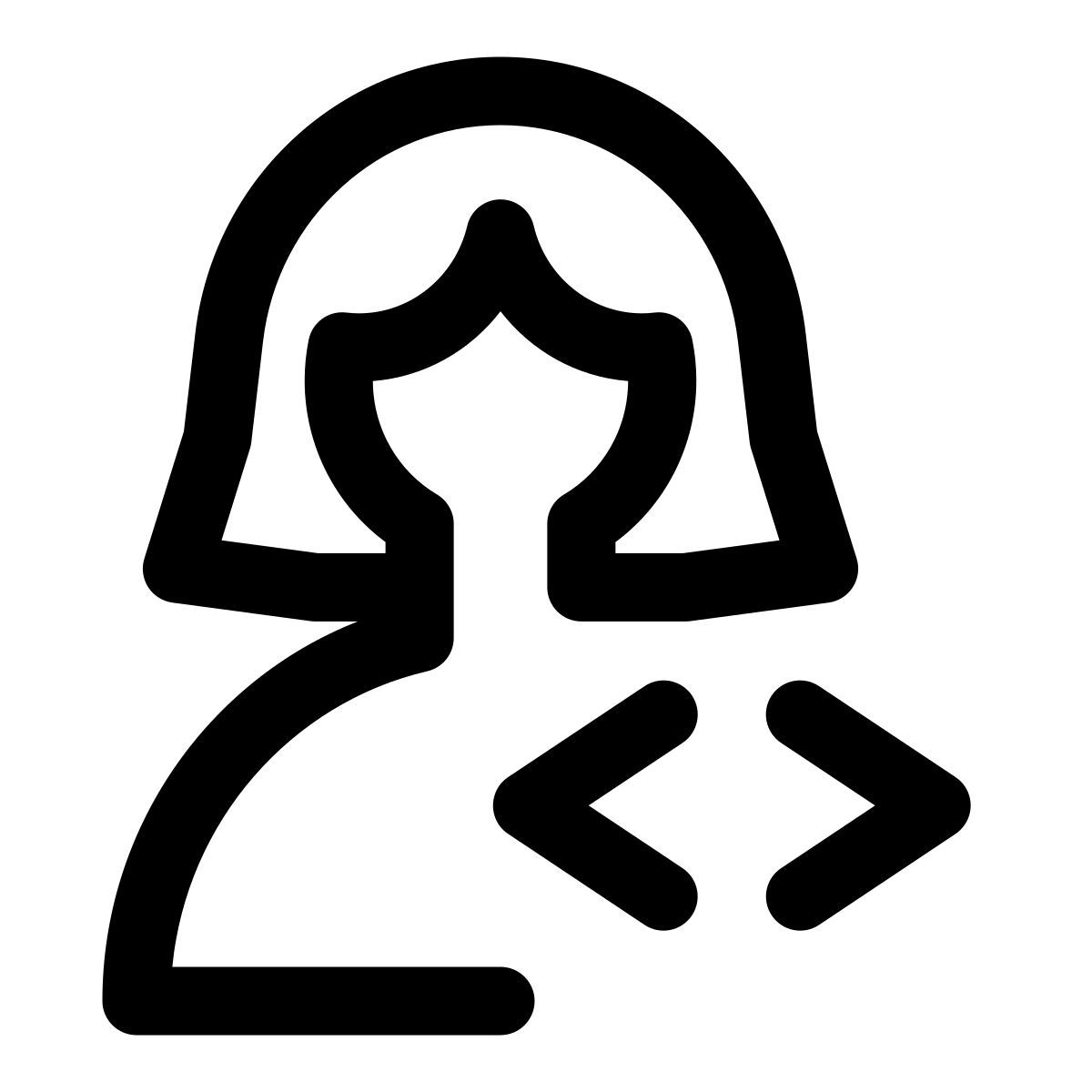 female user with side arrows direction as a coding logotype icon