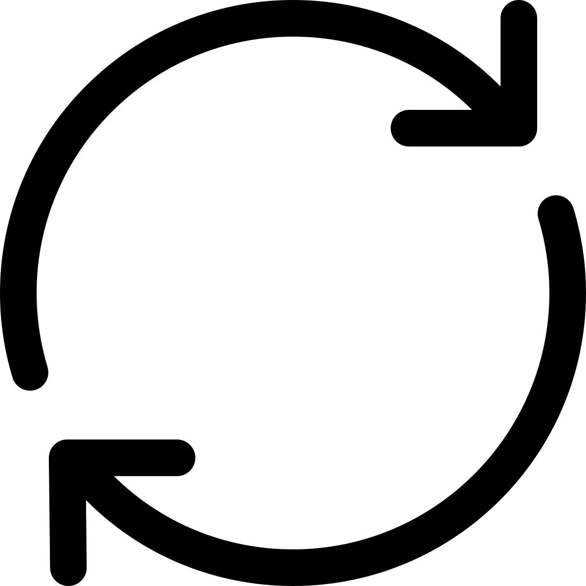 synchronisation de fichiers externes avec deux flèches sur une boucle isolée sur un fond blanc données regular tal revivo icon