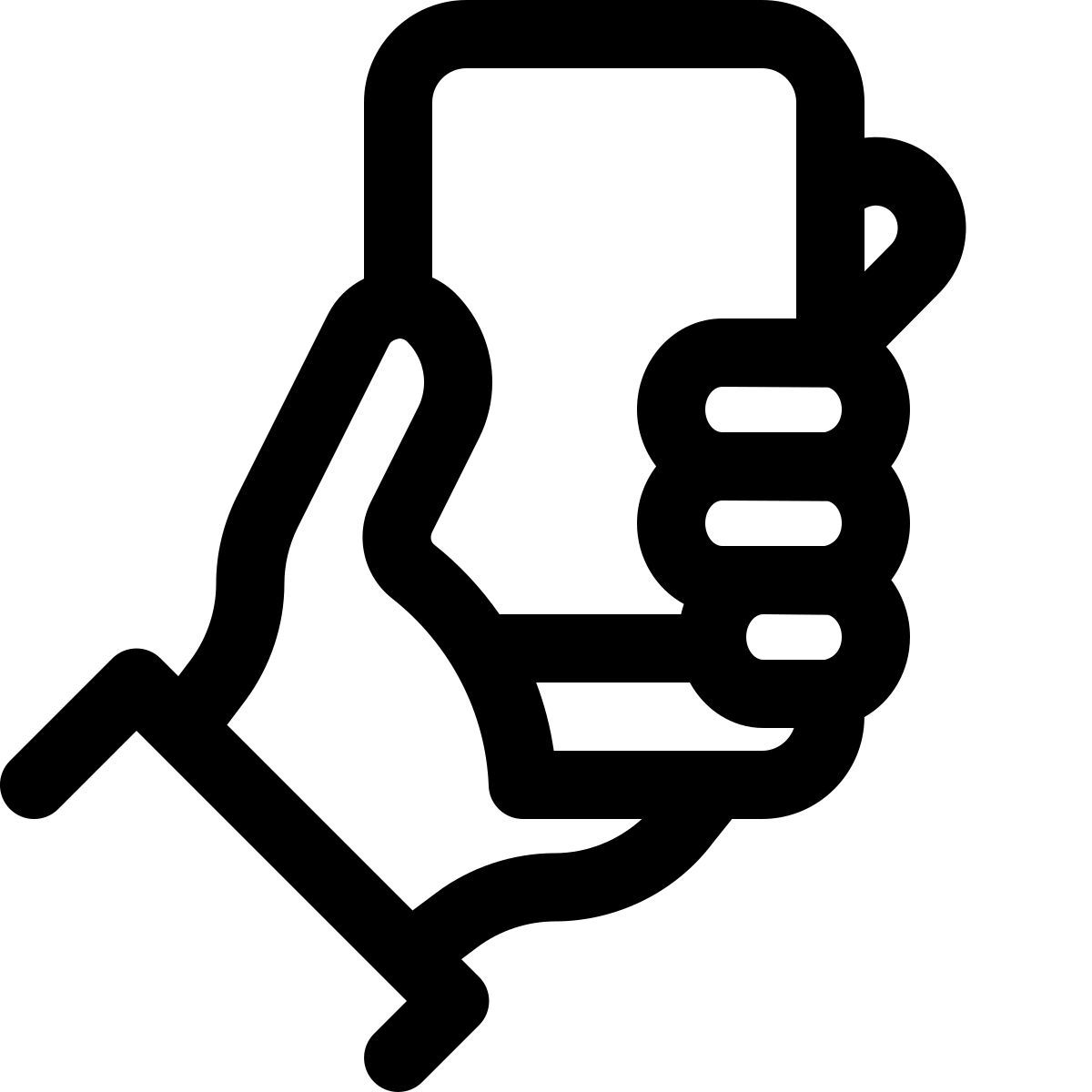 teléfono celular en la mano con relación pantalla cuerpo completo icon