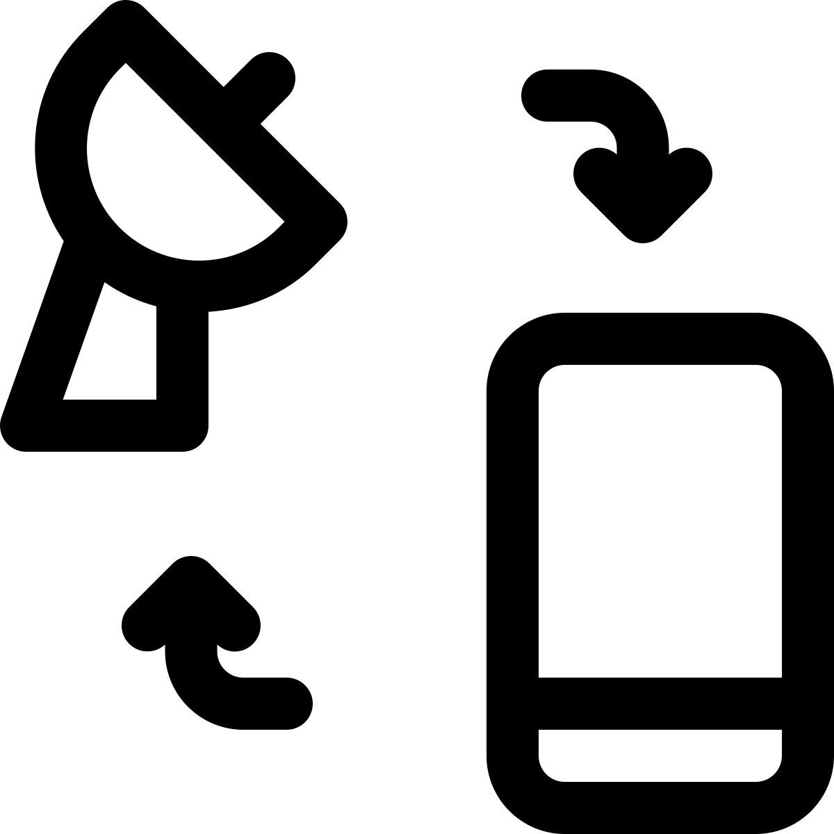 smartphone to satellite dish icon